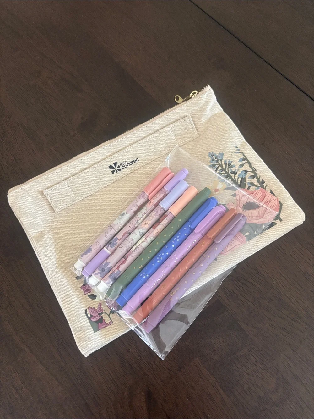 Erin Condren Set Bundle Large Pen Pencil Tools Canvas Case and Pens Markers